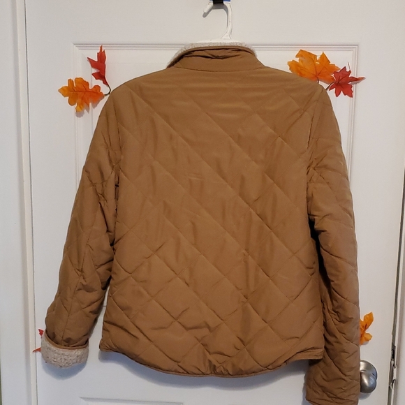 Reversable Love Tree Tan Quilted Jacket with Cozy Collar - Picture 4 of 8